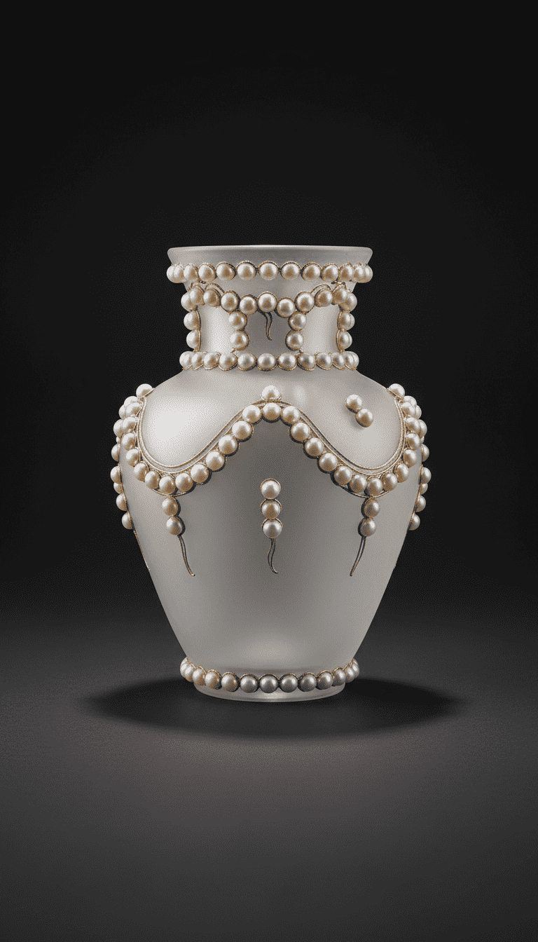 Glass vase with pearl accent band