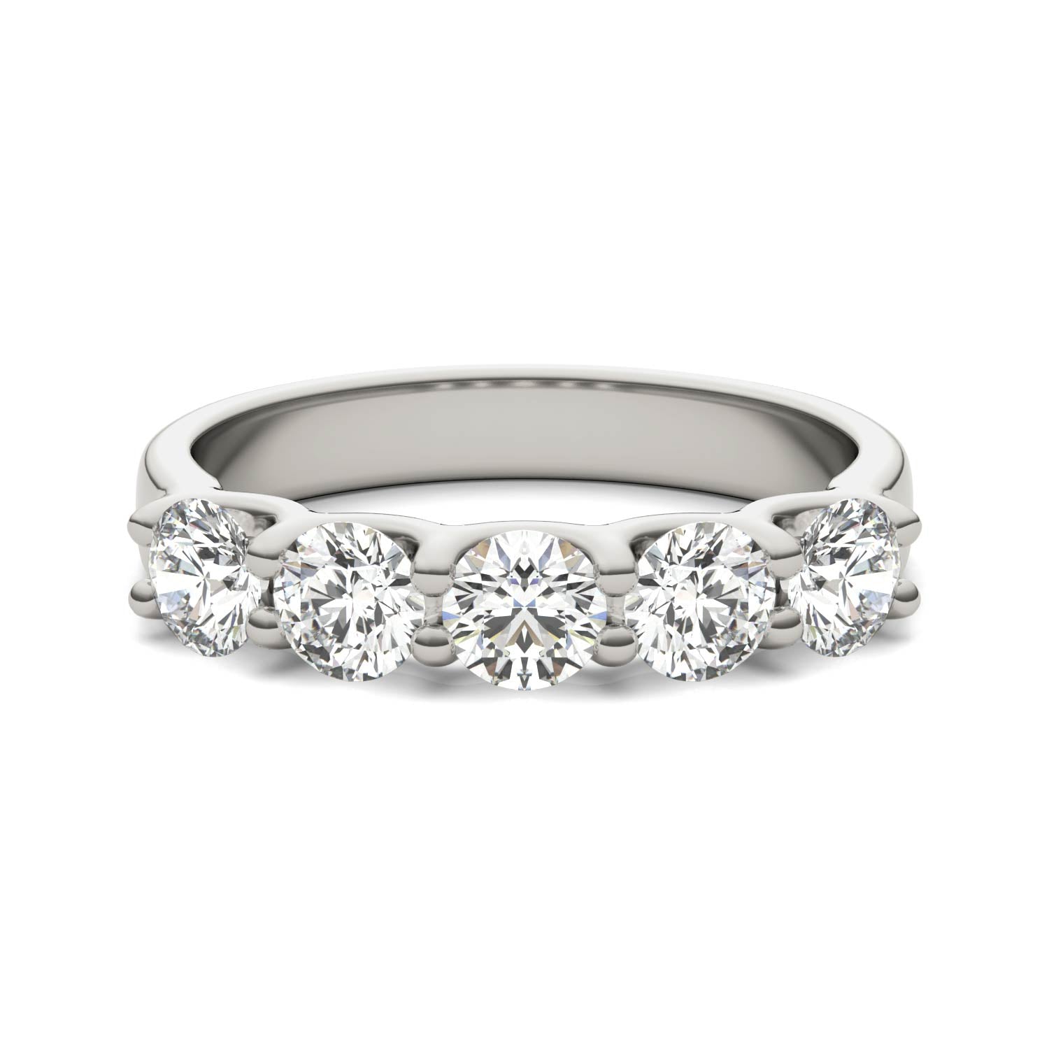 AGI Certified 1 1/4 CTW Round Lab Grown Diamond (G/VS) Five Stone Anniversary Band in 14K White Gold