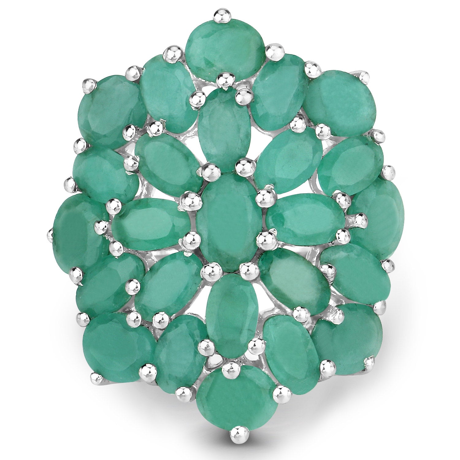 5.88 Carat Genuine Emerald .925 Sterling Silver Ring