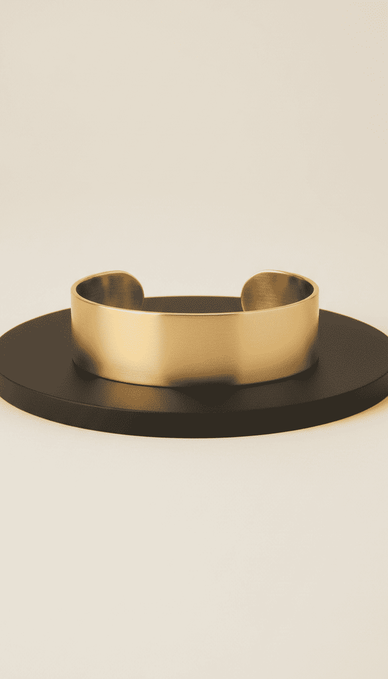 Minimalist gold cuff bracelet with brushed finish