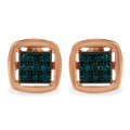 Rose Plated Sterling Silver Rose Cut Treated Diamond Stud Earring (0.25 cttw, Blue Color, I2-I3 Clarity)