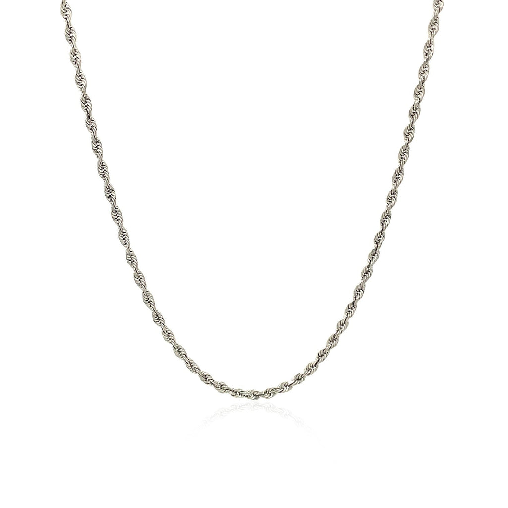 10k White Gold Solid Diamond Cut Rope Chain 1.5mm