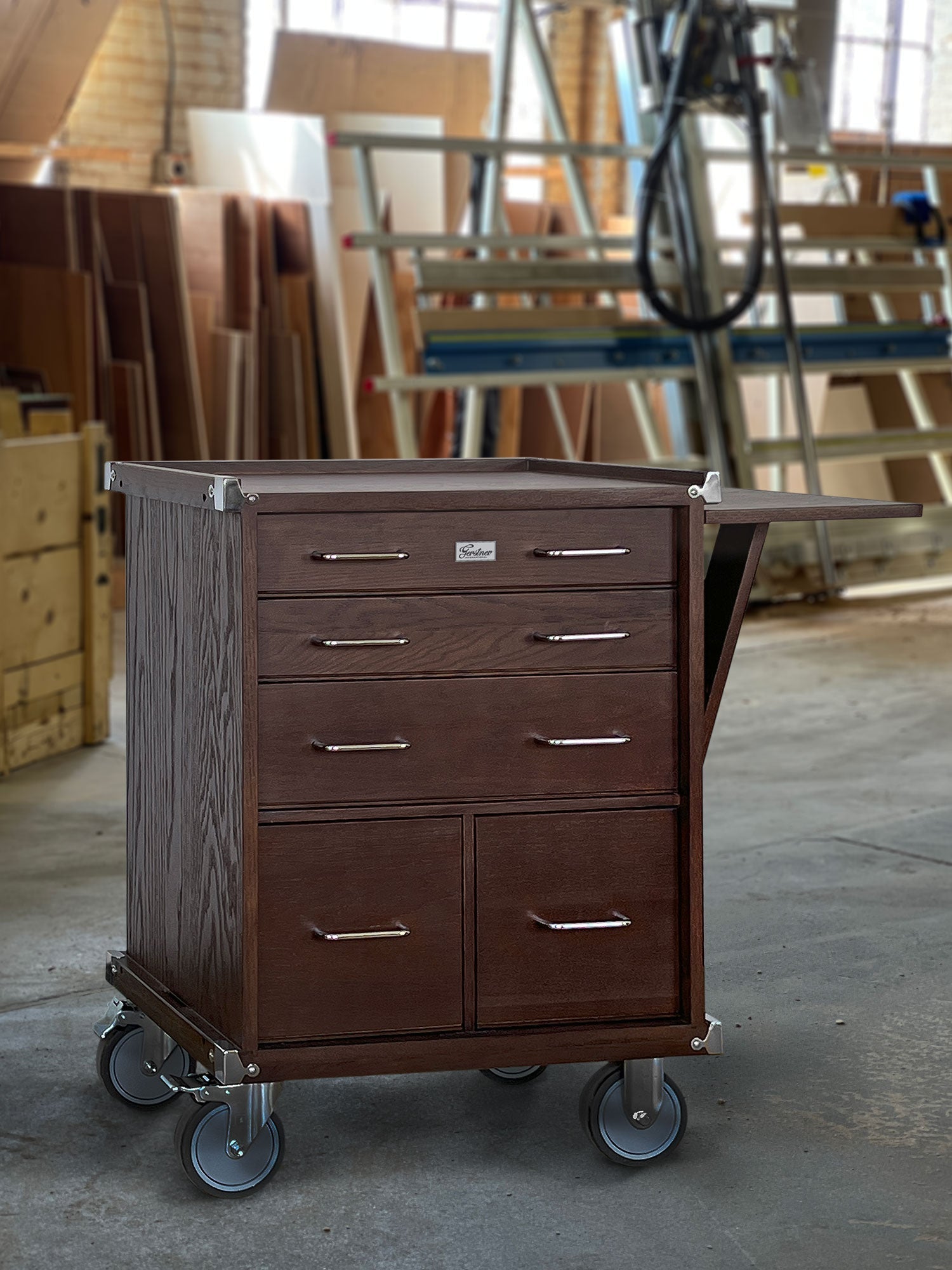 Dark Oak 5-Drawer Roller Cabinet GI-R24-D - Gerstner International