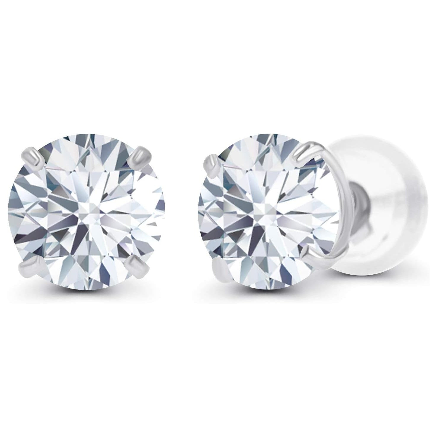 1.50 CTW Lab-Grown Diamond Stud Earrings in 14K White or Yellow Gold – F Color, VS Clarity | AGI Certified