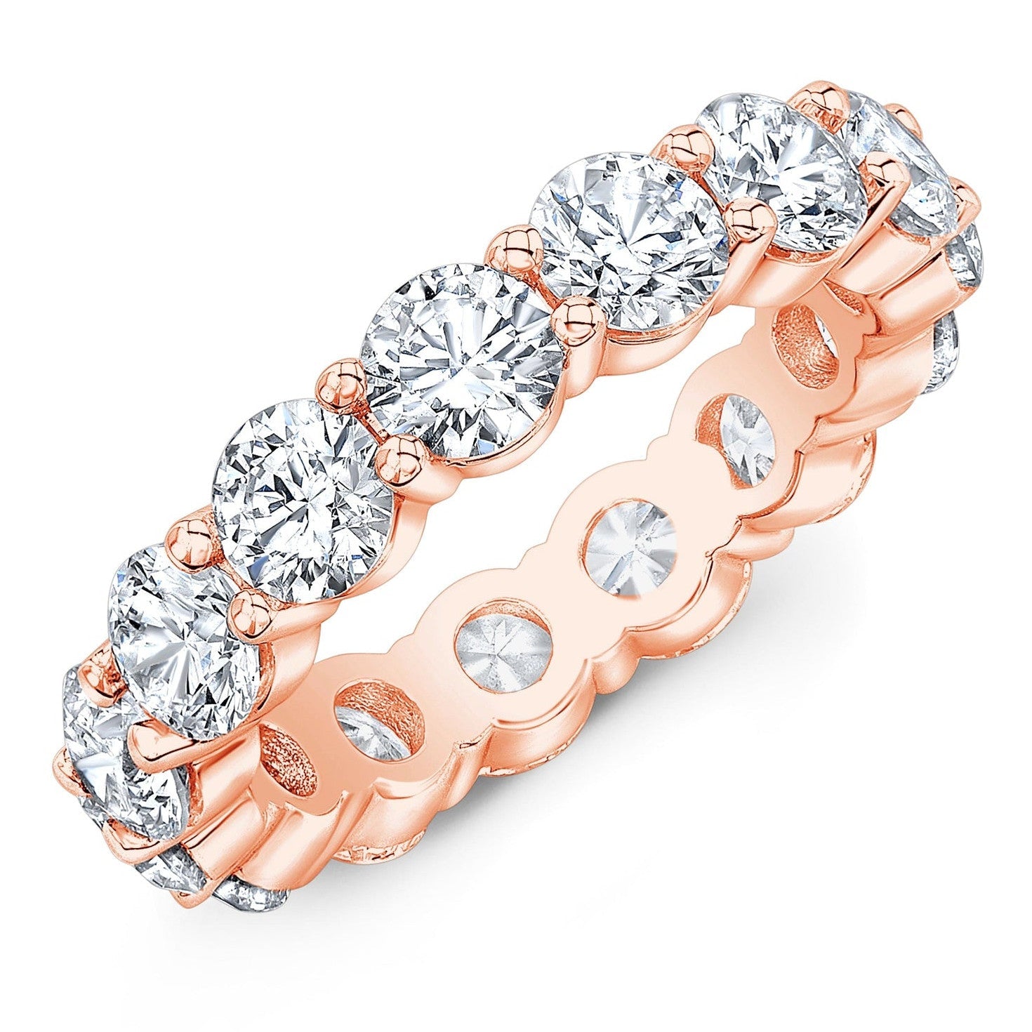 5.00 CTW Created Moissanite Eternity Band in 14k Gold Overlay – Round Cut Classic Ring